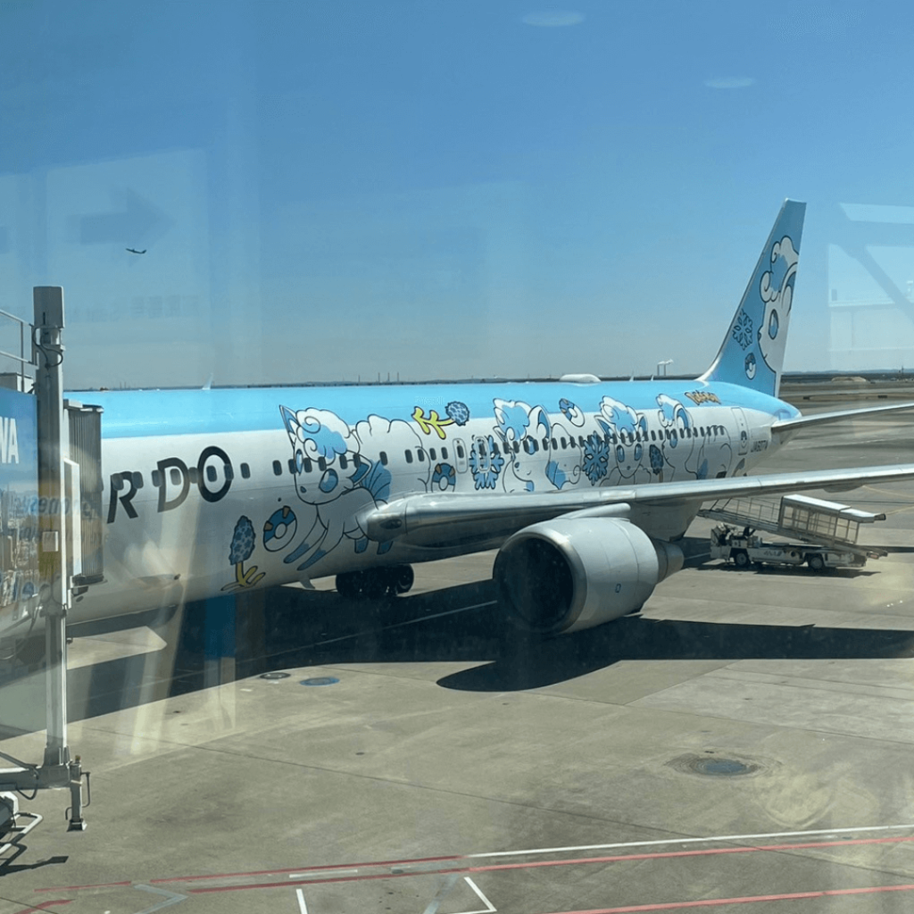 飛行機のラッピングも可愛い