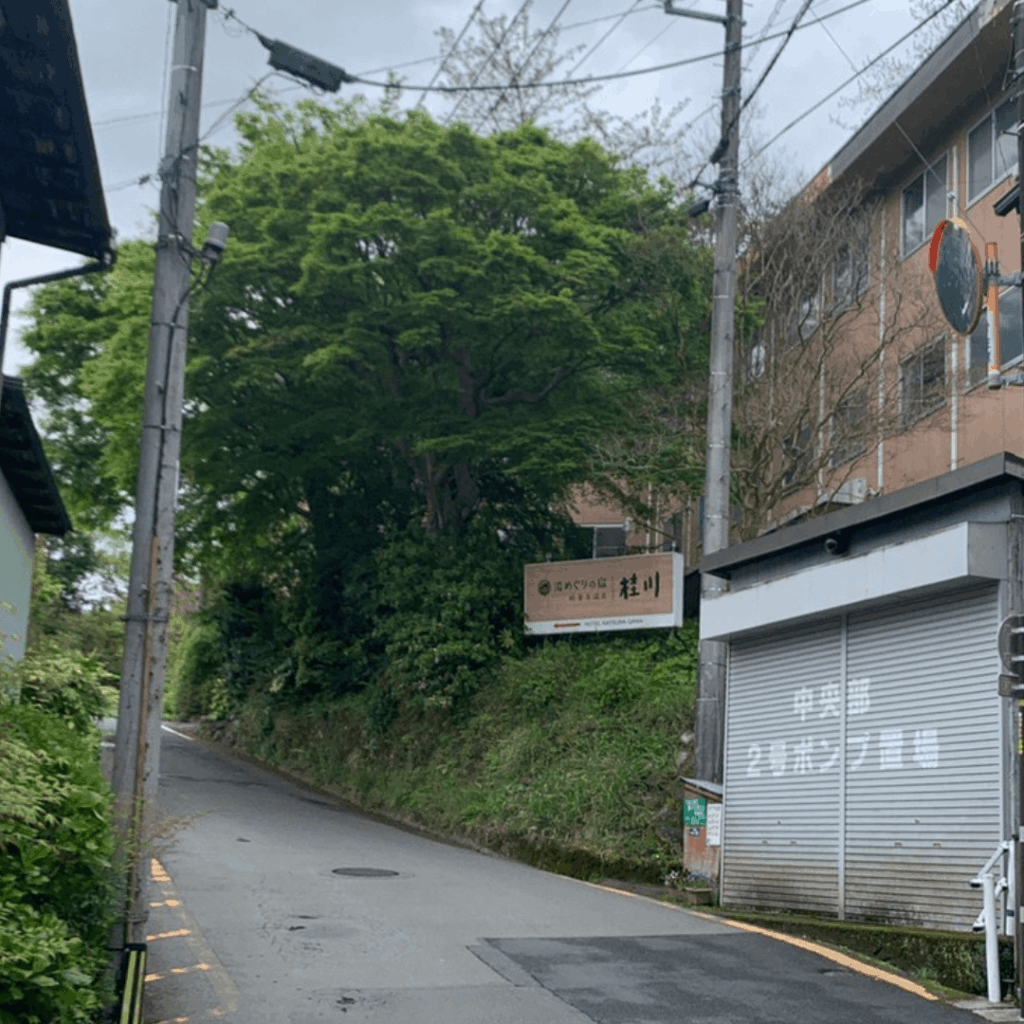 坂道の途中で看板が見えてきました