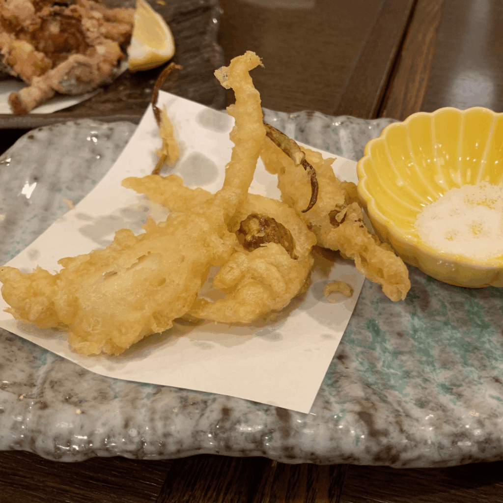 行者ニンニクの天ぷら