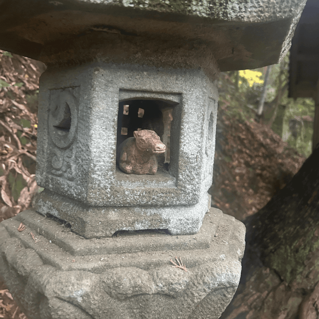 石灯篭の中に御神牛